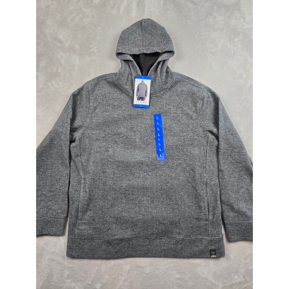 Jachs NY Pullover Hoodie Mens Large Gray Wool Blend Long Sleeve Pockets 1905580